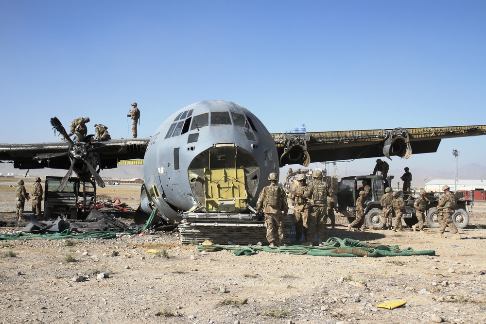 C130 aircraft wings removed with explosives