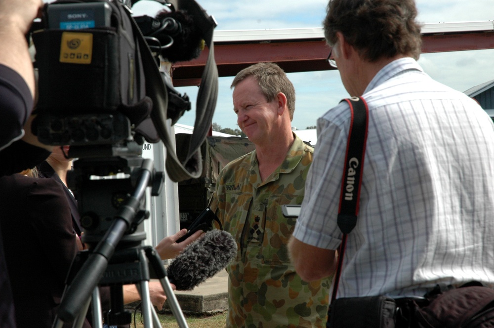 Talisman Saber 2013 Spokesman, Brigadier Robert Brown, speaks to media