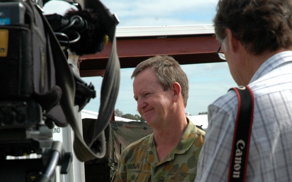 Talisman Saber 2013 Spokesman, Brigadier Robert Brown, speaks to media