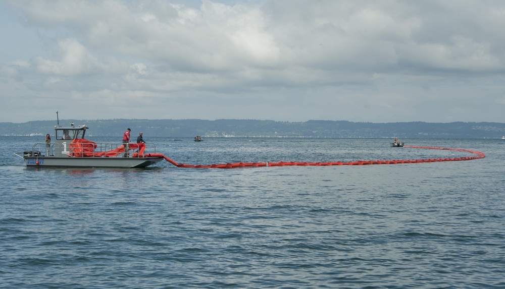 Naval Station Everett's oil spill response team conduct training