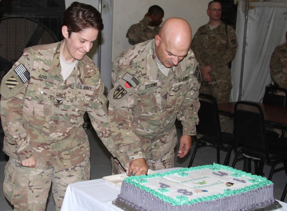 Task Force Vigilant Command Team cut the ceremonial cake