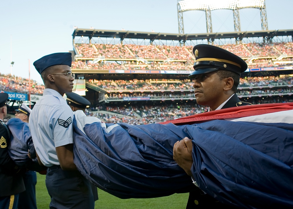 Joint service flag detail at MLB All-Star Game