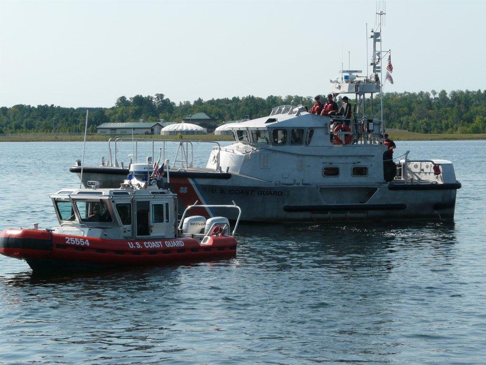 Coast Guard Station Portage trains on Dollar Bay