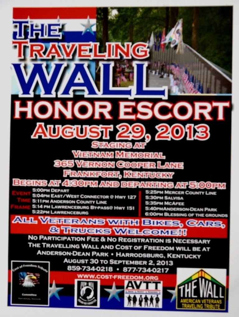 A flyer for the Traveling Honor Wall's trip to Harrodsburg
