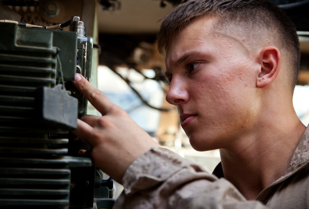 U.S. Marines with Fox Co., 2/2, return to Patrol Base Boldak