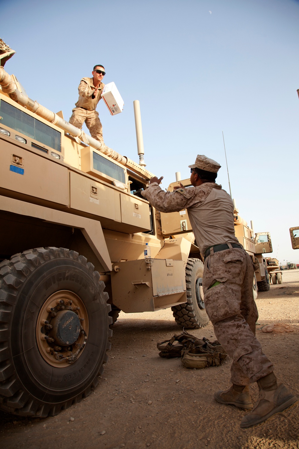 U.S. Marines with Fox Co., 2/2, return to Patrol Base Boldak