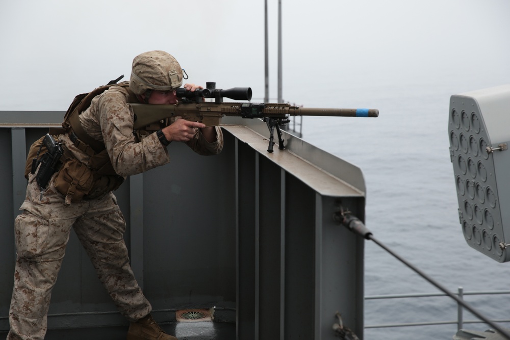 BLT 1/4 Snipers aid in ship defense