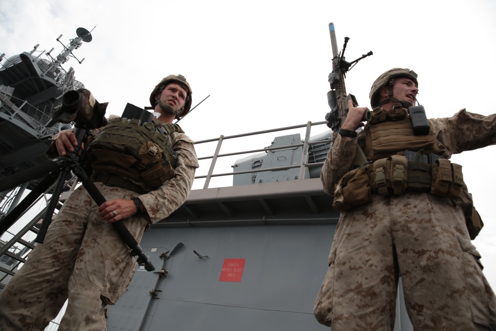 BLT 1/4 Snipers aid in ship defense