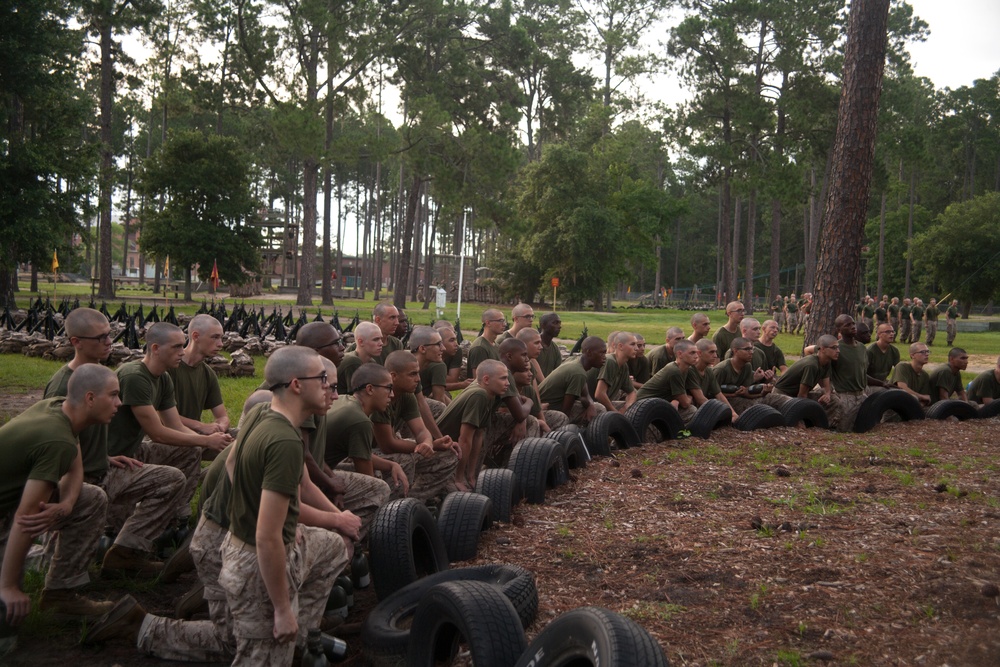 Photo Gallery: Marine recruits spar with pugil sticks for bayonet training on Parris Island