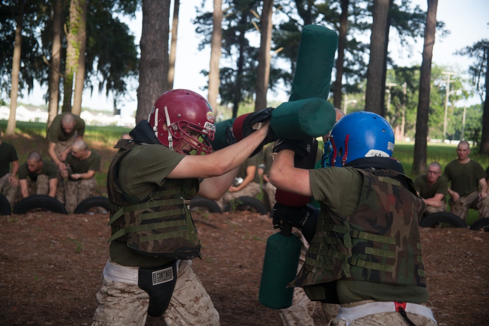 Photo Gallery: Marine recruits spar with pugil sticks for bayonet training on Parris Island