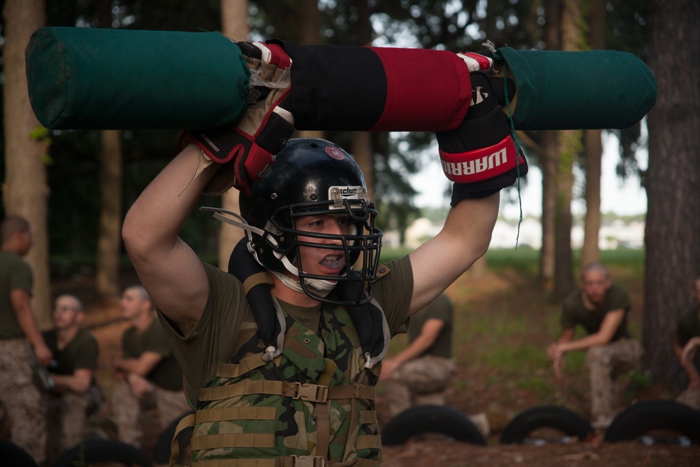 Photo Gallery: Marine recruits spar with pugil sticks for bayonet training on Parris Island