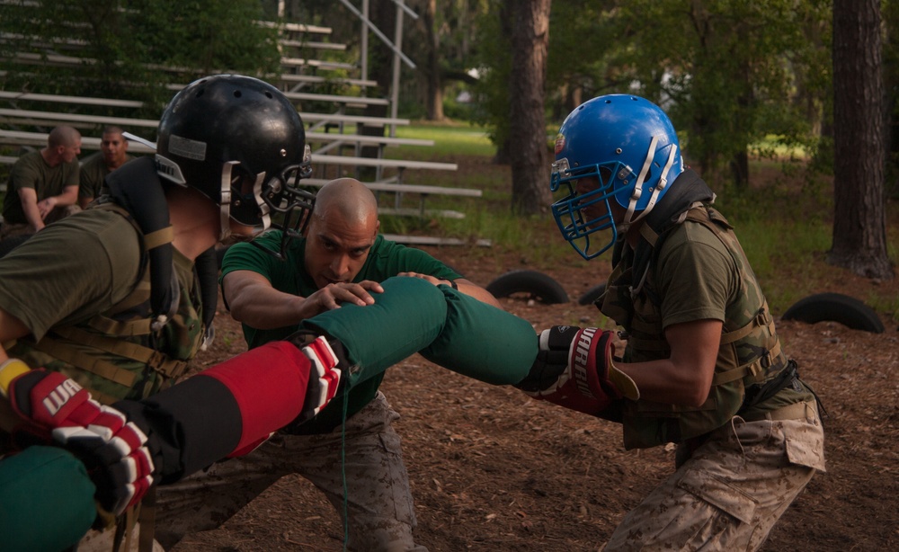 Photo Gallery: Marine recruits spar with pugil sticks for bayonet training on Parris Island