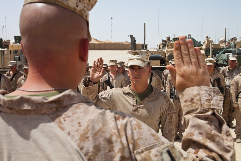 CLR-2 Marine re-enlists, closes out deployment