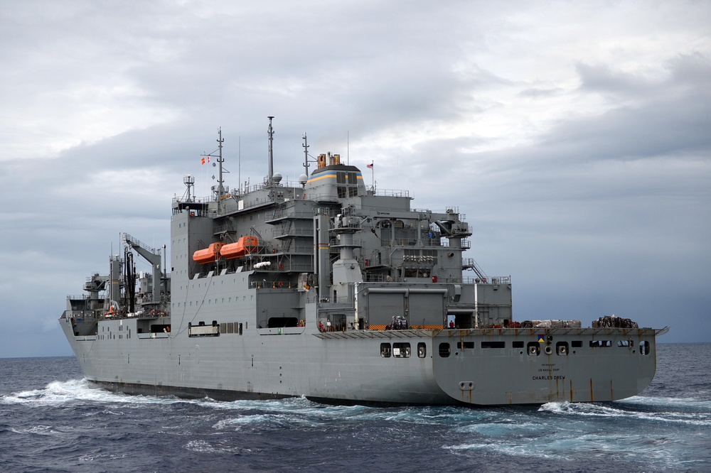 USS Antietam replenishes at sea