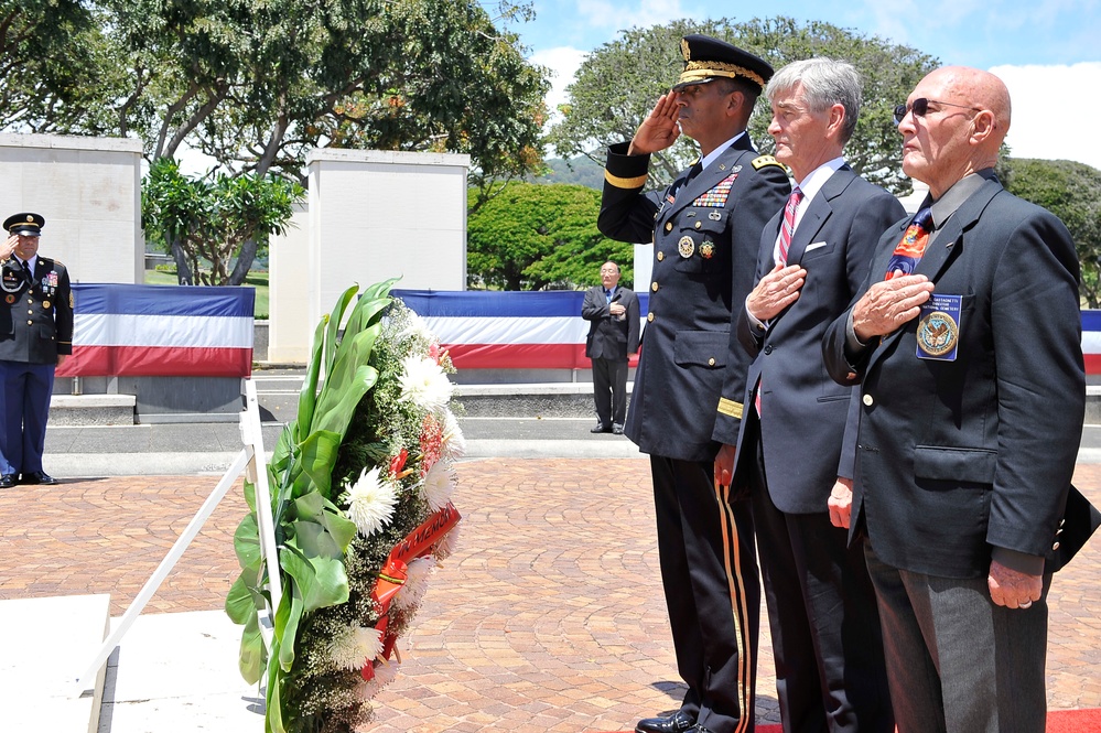 Secretary of the Army John McHugh honors veterans at National Memorial Cemetery of the Pacific