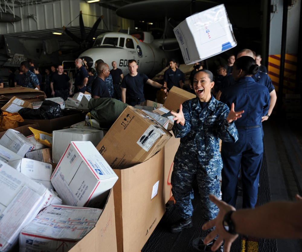 Mail sorting aboard USS Nimitz