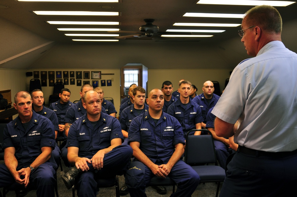 Master Chief of the Coast Guard addresses crew of Sector Field Office Moriches