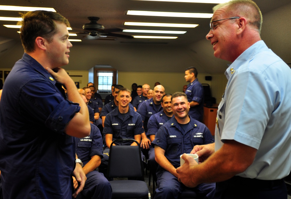 Master Chief of the Coast Guard addresses crew of Sector Field Office Moriches