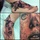 Life after formation: Veteran finds success in tattoo art A composite of three photographs showing a detailed tattoo on a person's foot and ankle. The tattoo depicts a realistic female face with decorative sugar skull (Day of the Dead) style ornamentation, including feathers, a gemstone headpiece, and floral scroll designs. The bottom-right panel provides a close-up view of the tattoo's facial details.