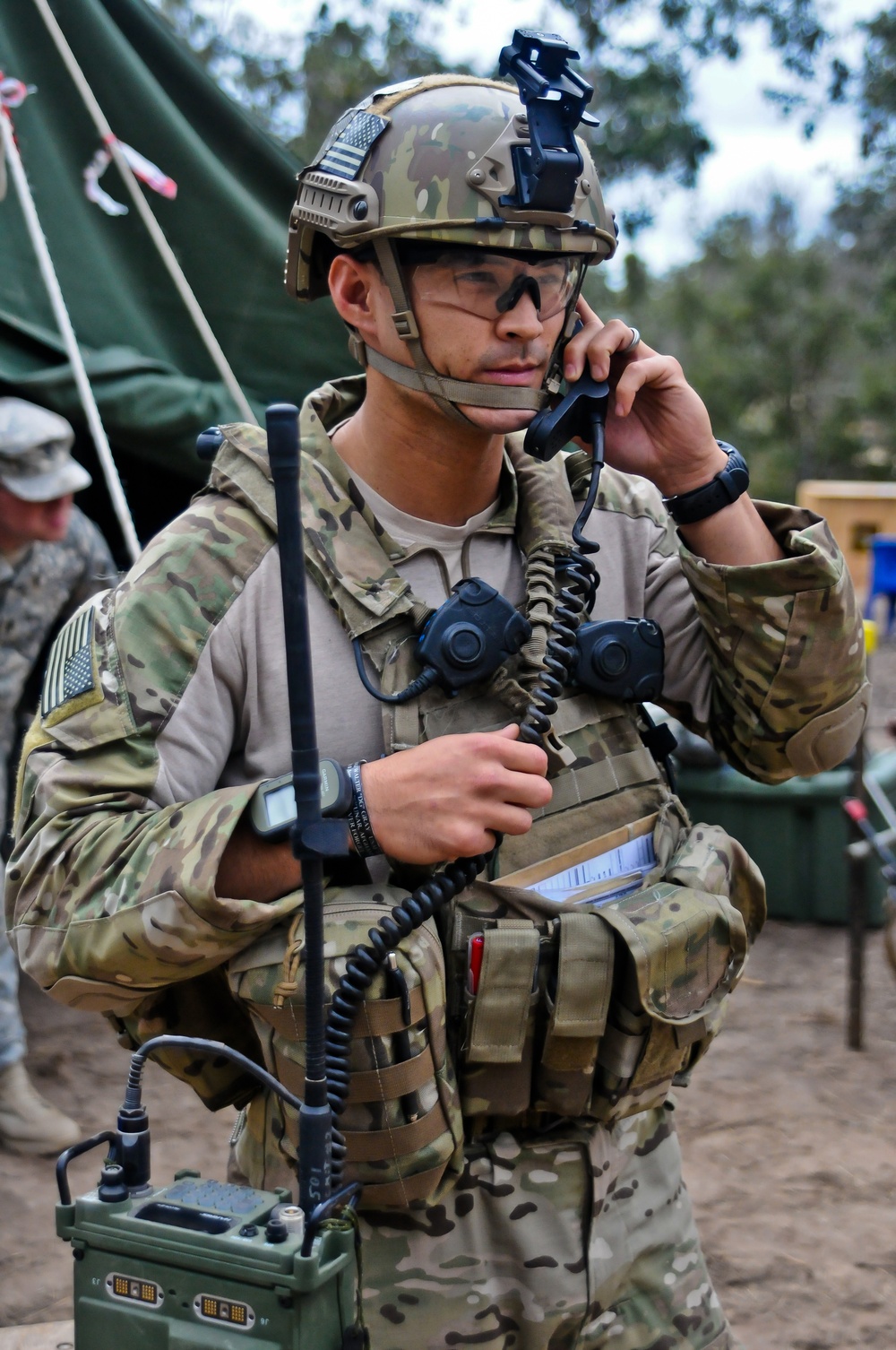 US Air Force captain performs radio check for 4-25 IBCT (A)