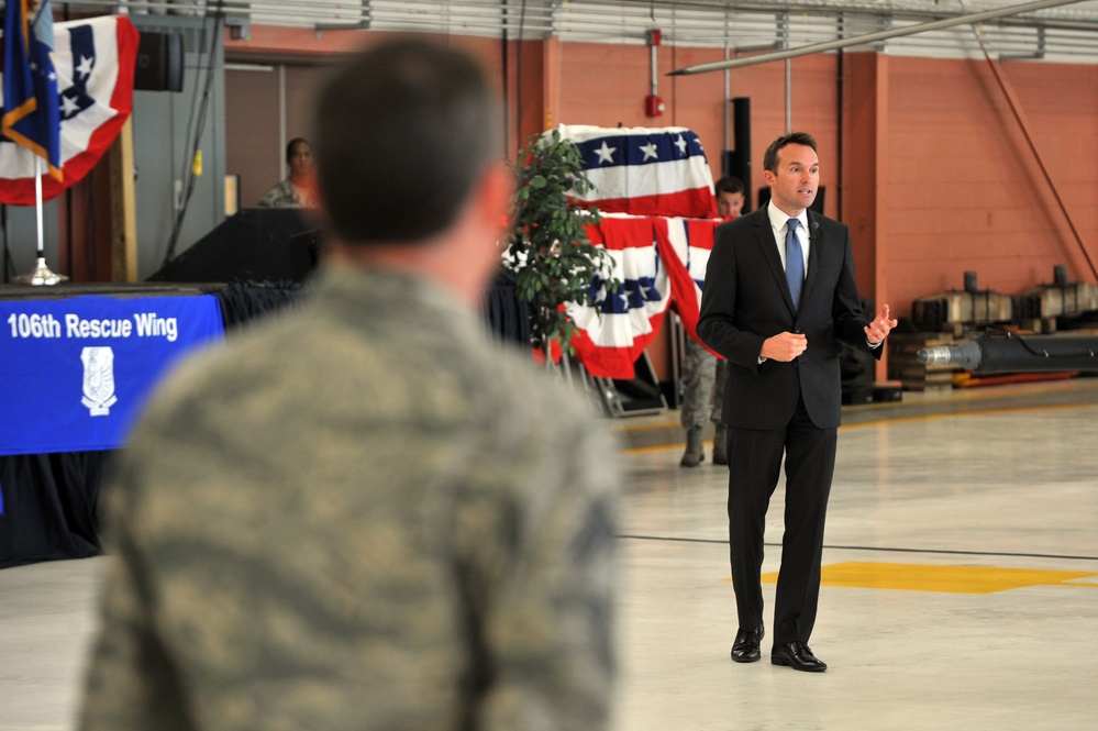 Secretary of the Air Force Eric Fanning visits the 106th Rescue Wing