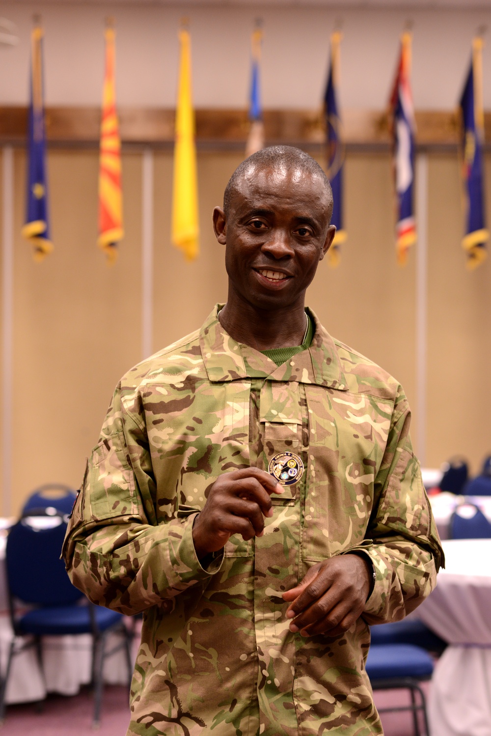 British soldier gets coined at ARNG Best Warrior Competition