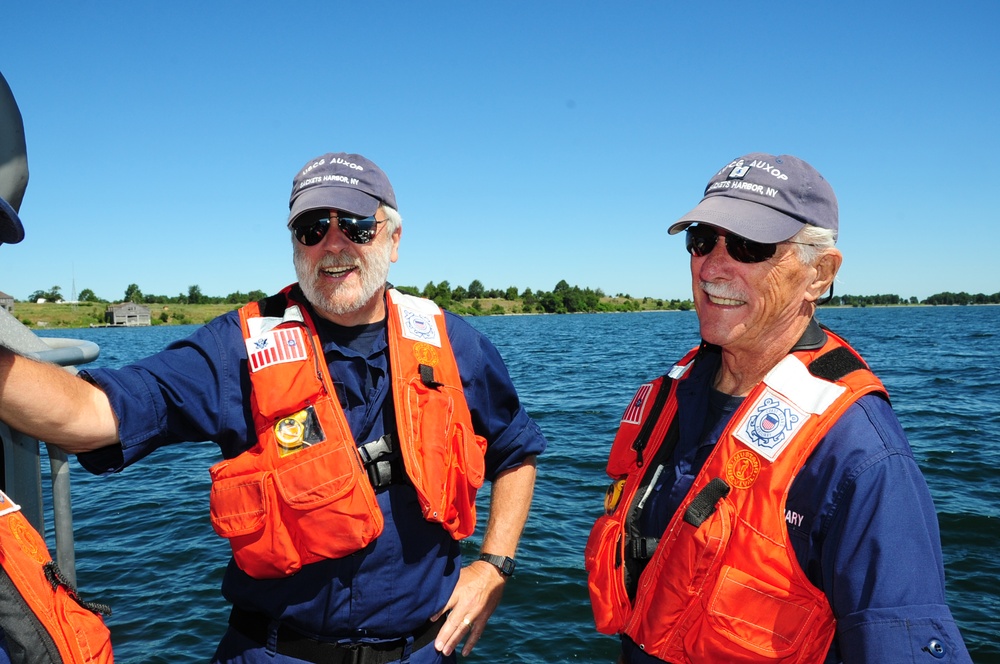 Coast Guard Auxiliary boat crew members