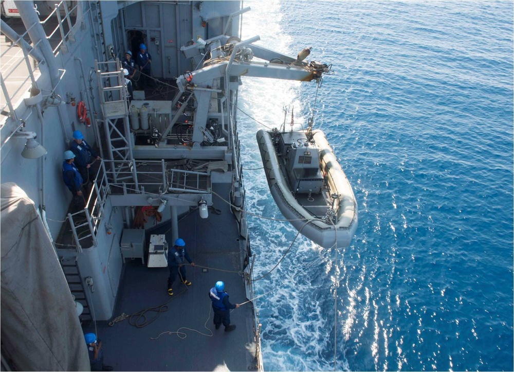 Boat operations aboard USS San Jacinto