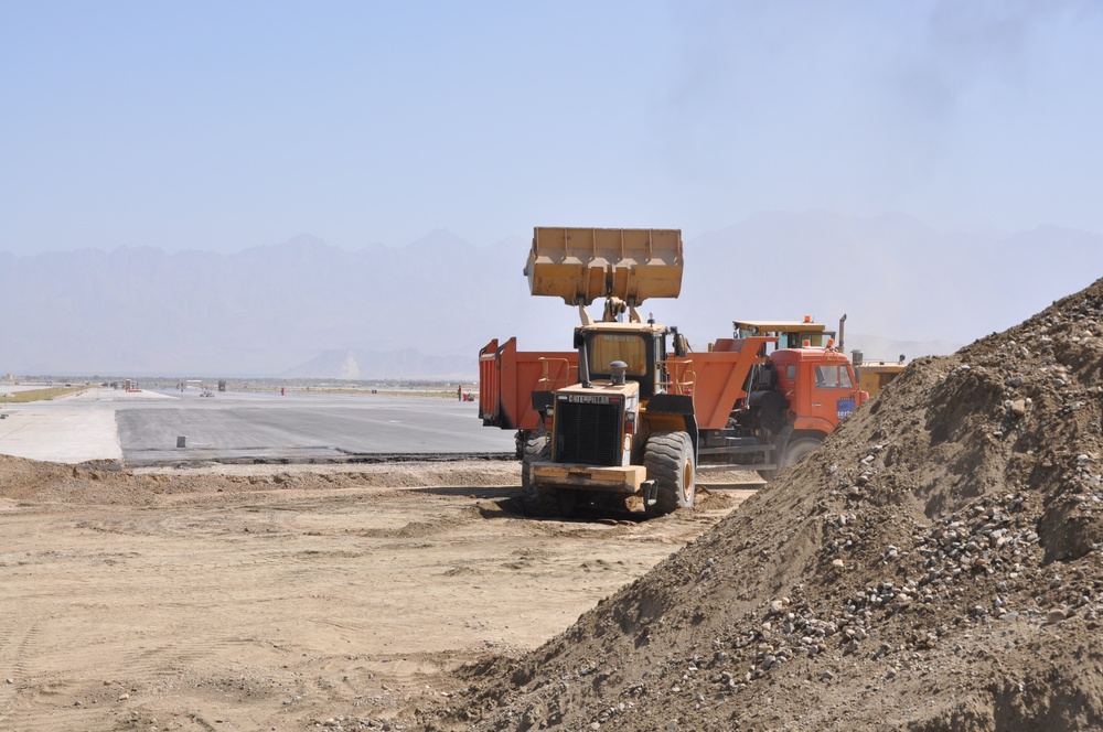 Bagram Air Field's flightline undergoing repairs