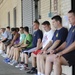 Coast Guard members work out