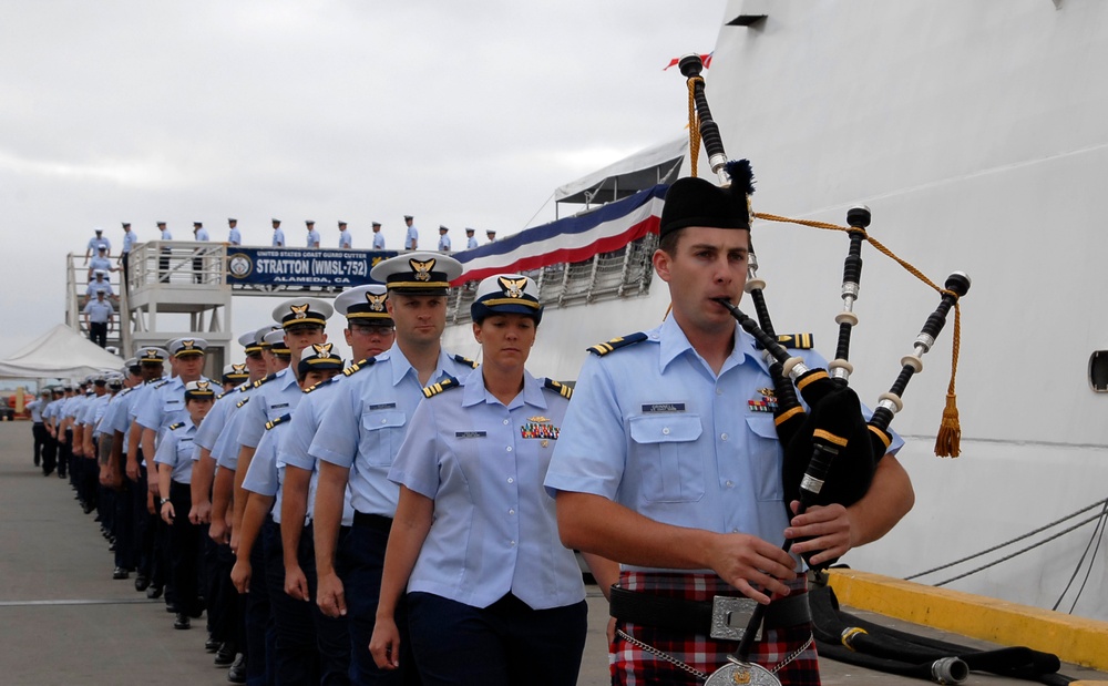 Change of command ceremony for the Coast Guard Cutter Stratton