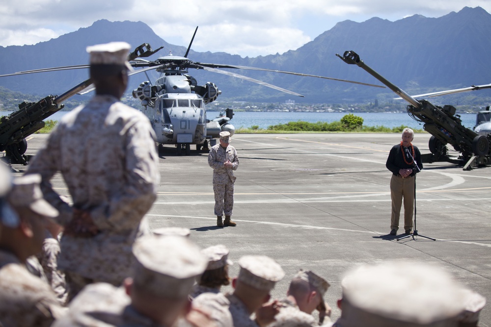 The Honorable Chuck Hagel's visit to Marine Corps Air Station, Kaneohe Bay