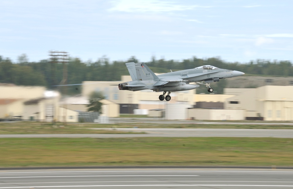 A CF-18 Hornet supports Exercise Vigilant Eagle 13