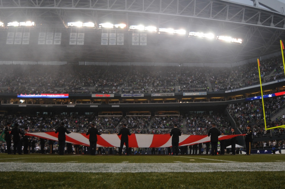 Soldiers from JBLM perform color guard at Century Link Field