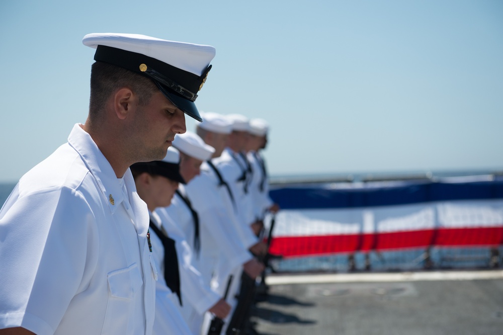 Burial at sea ceremony