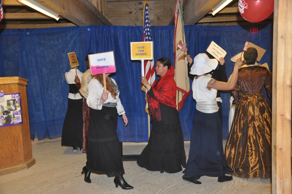 Female soldiers honor Women's Suffrage Day