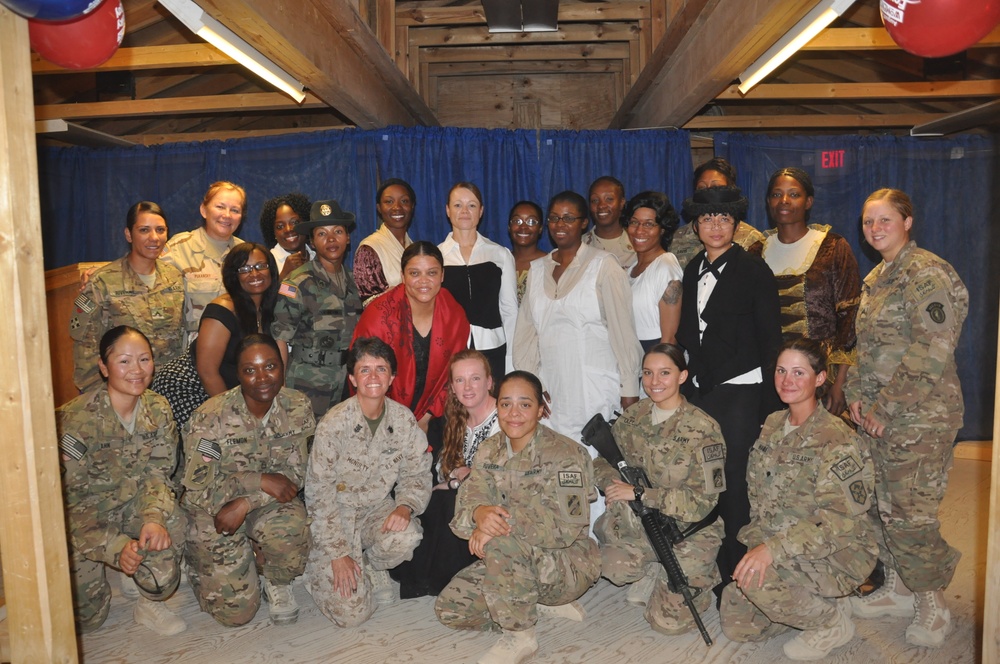 Female soldiers honor Women's Suffrage Day