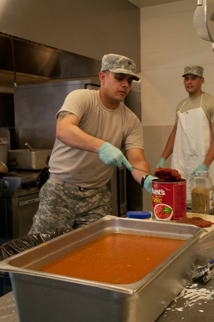 Diverse food service team shares passion during exercise