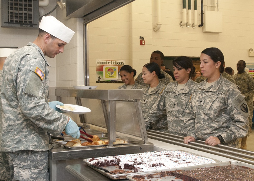 Diverse food service team shares passion during exercise
