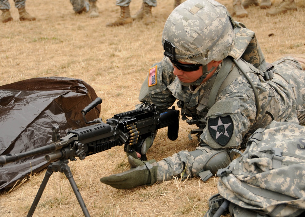 Infantry soldiers demonstrate weapon skills during EIB training