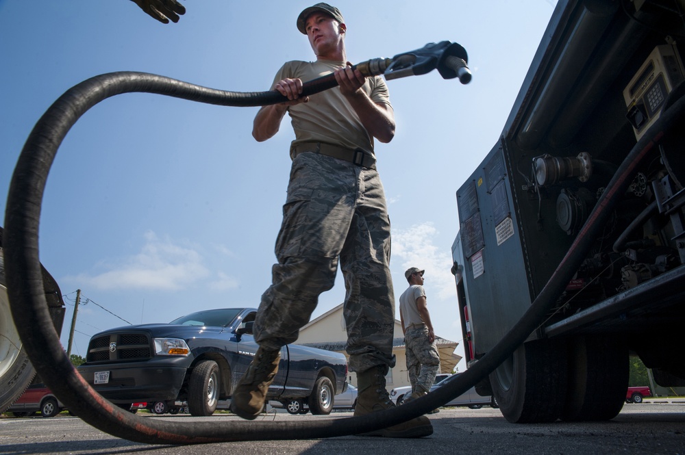 POL fuels airmen service vehicles at Naval Weapons Station