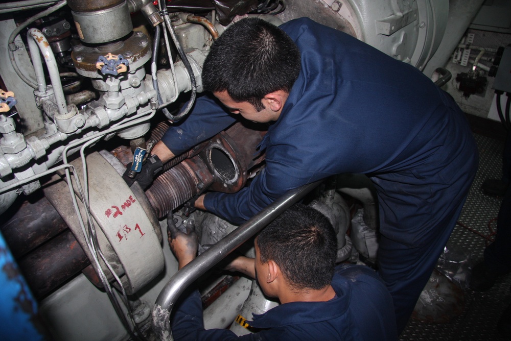 Coast Guard Cutter Boutwell engine maintenance