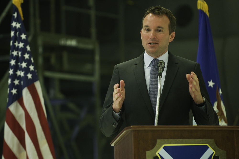 Secretary of the Air Force Eric Fanning during his base tour