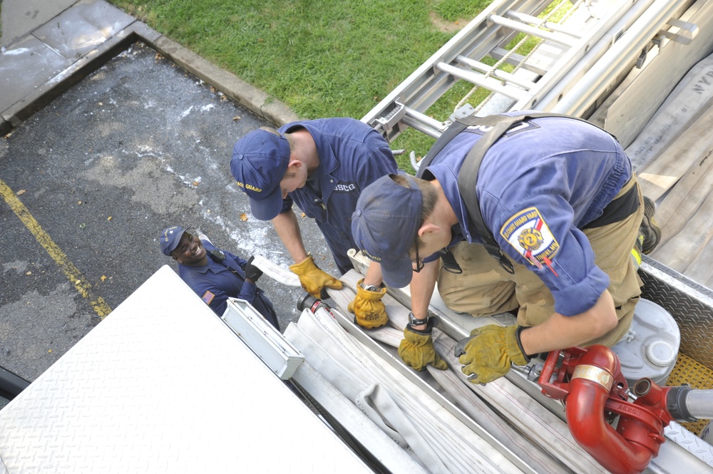 Coast Guard Yard fire house drill