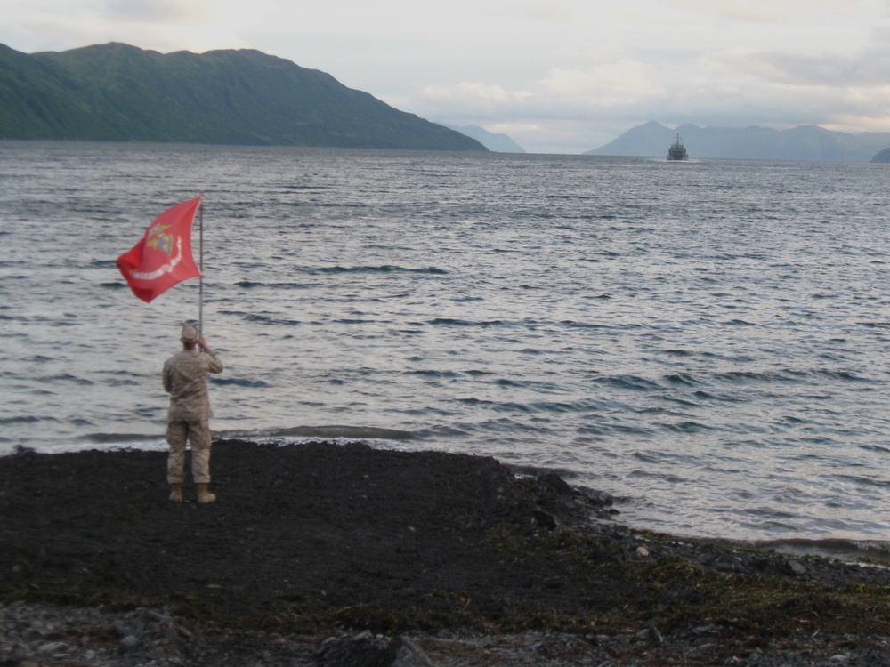 Marines construct flight line for Alaskan fishing village