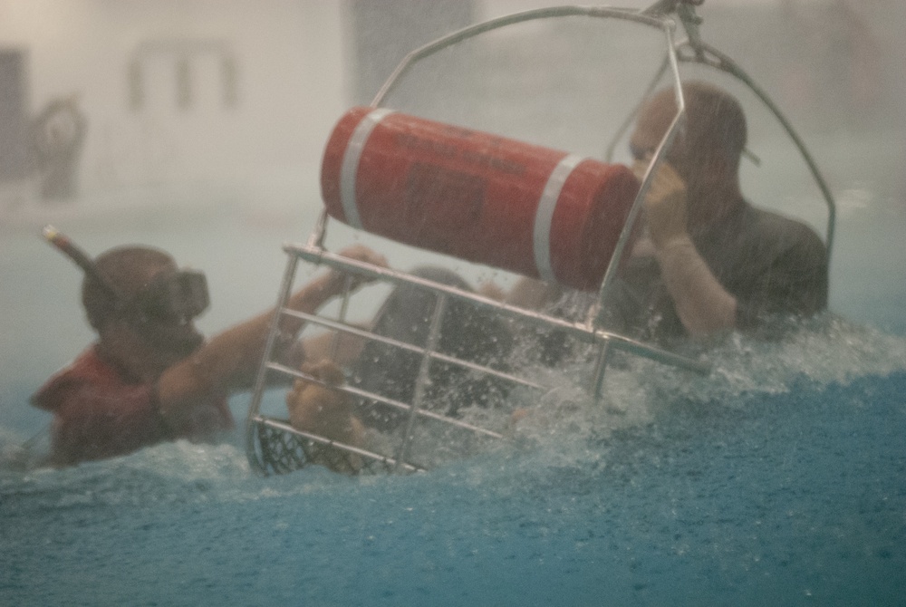 Coast Guard rescue swimmer student prepares for final exam