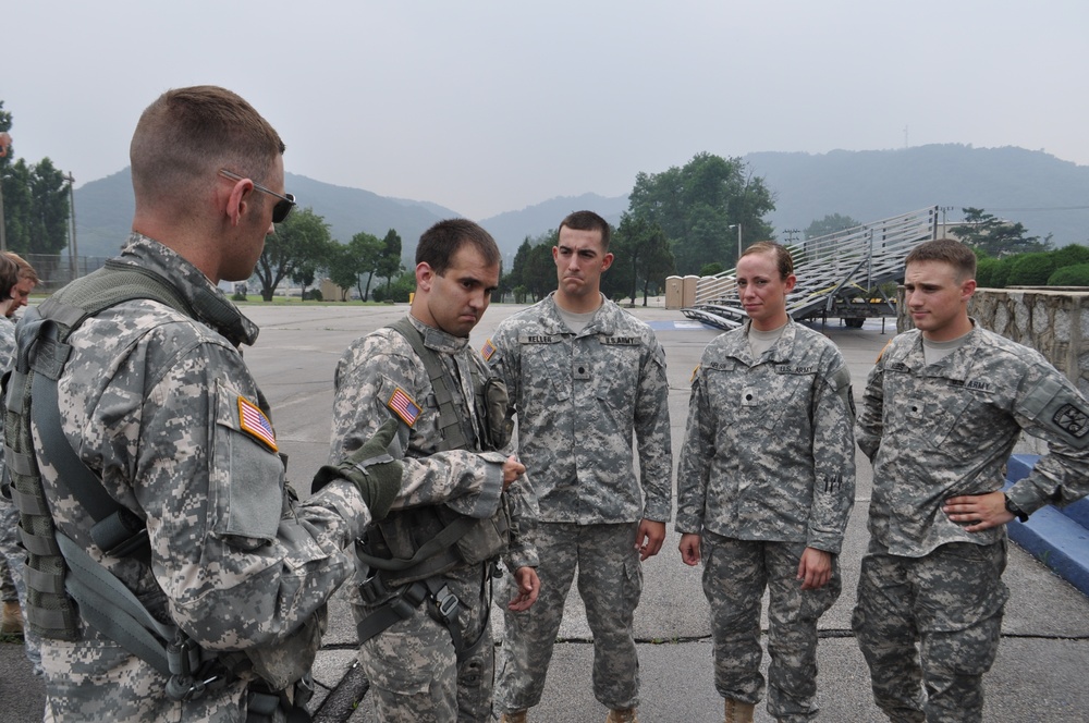 1-38 FA cadets flying above Camp Casey