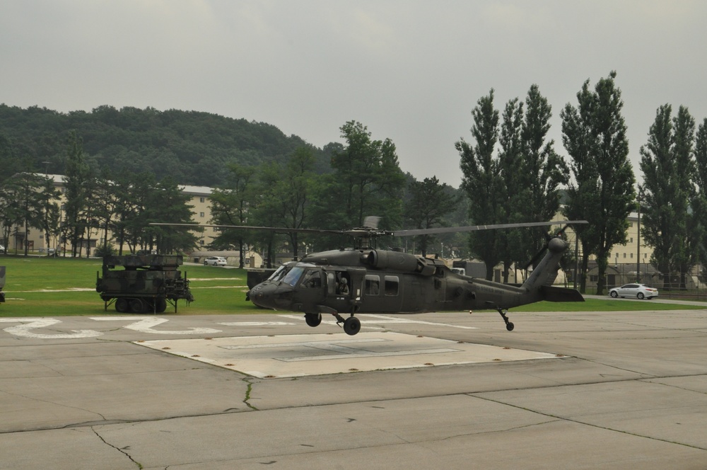 1-38 FA cadets flying above Camp Casey