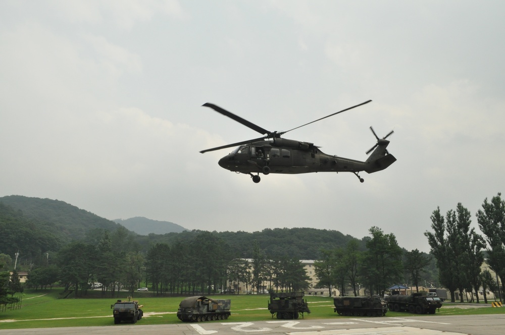 1-38 FA cadets flying above Camp Casey