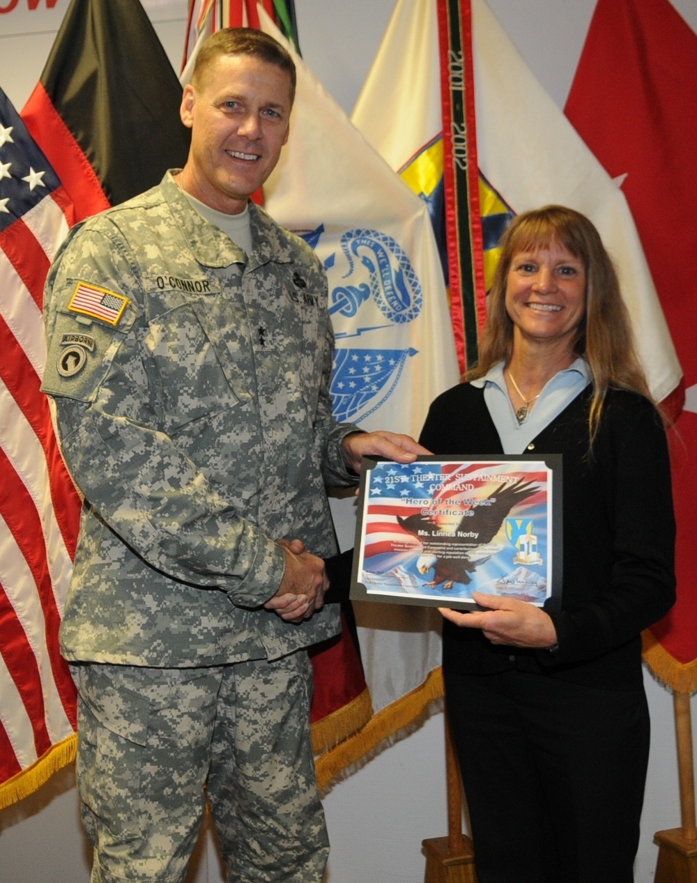 Maj. Gen. O'Connor presents 'Hero of the Week' awards